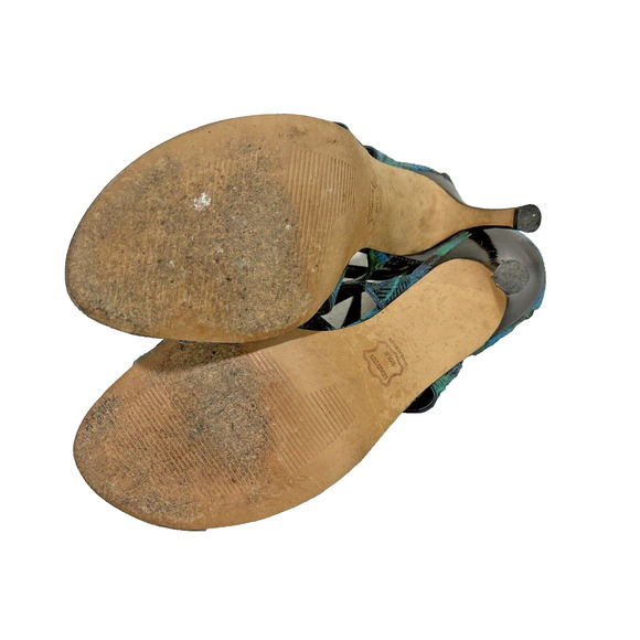 Stuart Weitzman Blue Green Purple High Heel Sandals Size 9 Ankle Strap Buckles - Picture 9 of 13